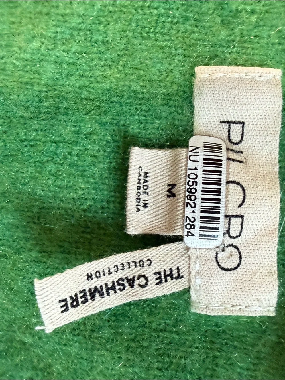 Pilcro Anthropologie Alani Cropped Crewneck Sweater in green with Pink 